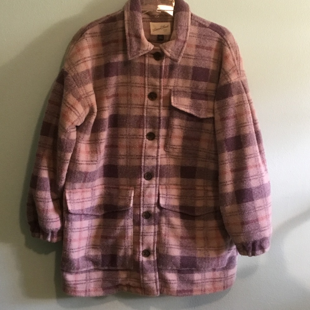 Universal Thread Pink & Purple Plaid Teddy Jacket